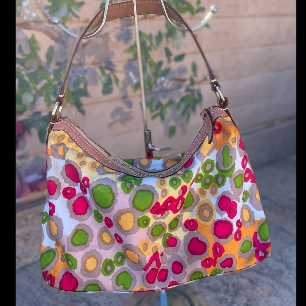 *VINTAGE* KATE SPADE Multicolor Abstract Polka Dot Hobo Purse Bag - Picture 2 of 15